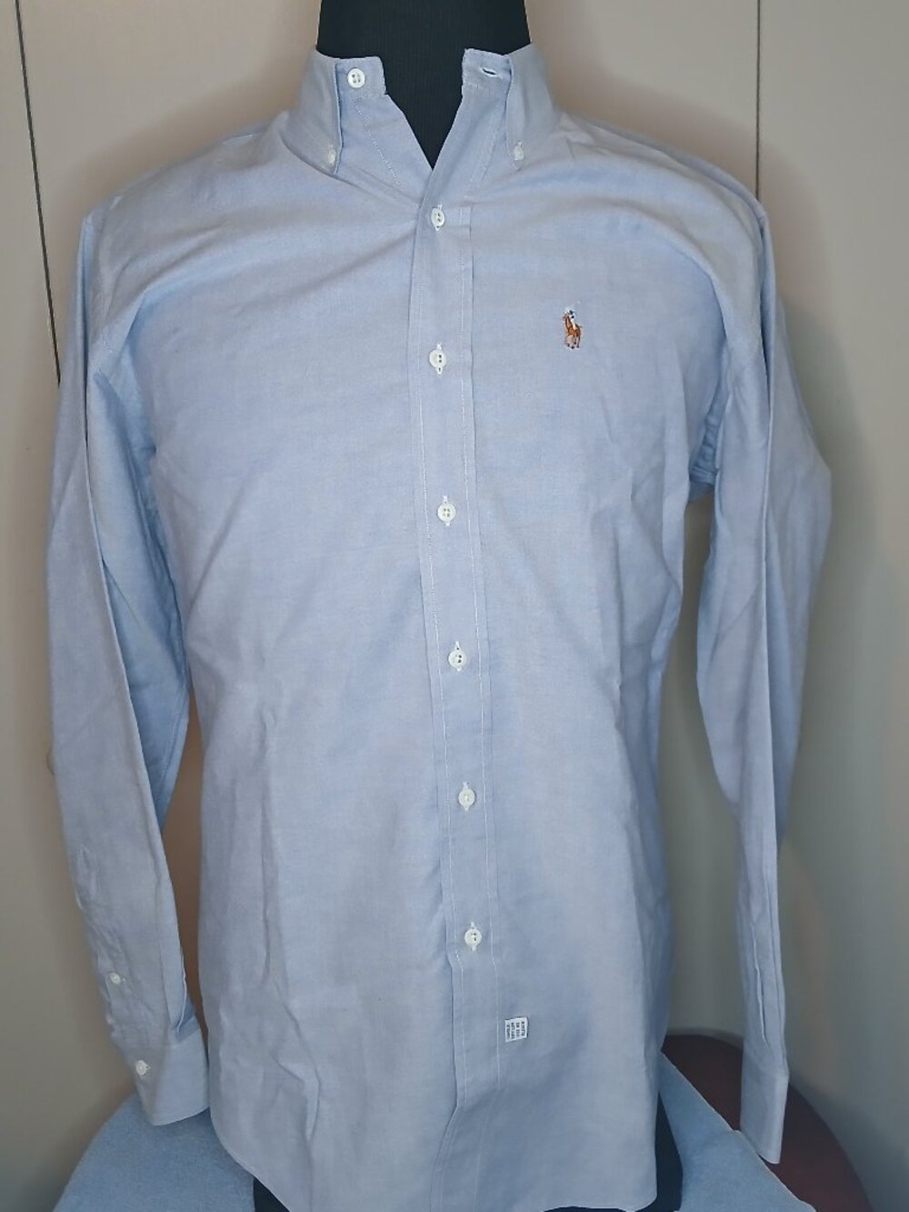 Ralph Lauren Men's 16.5-35 Blue Oxford Button Down Cotton Shirt (1209B61)